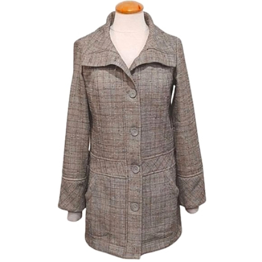 Lole Nubby Tweed Windowpane Fleece Lined Fall Coat- Sz. Sm - Picture 1 of 16